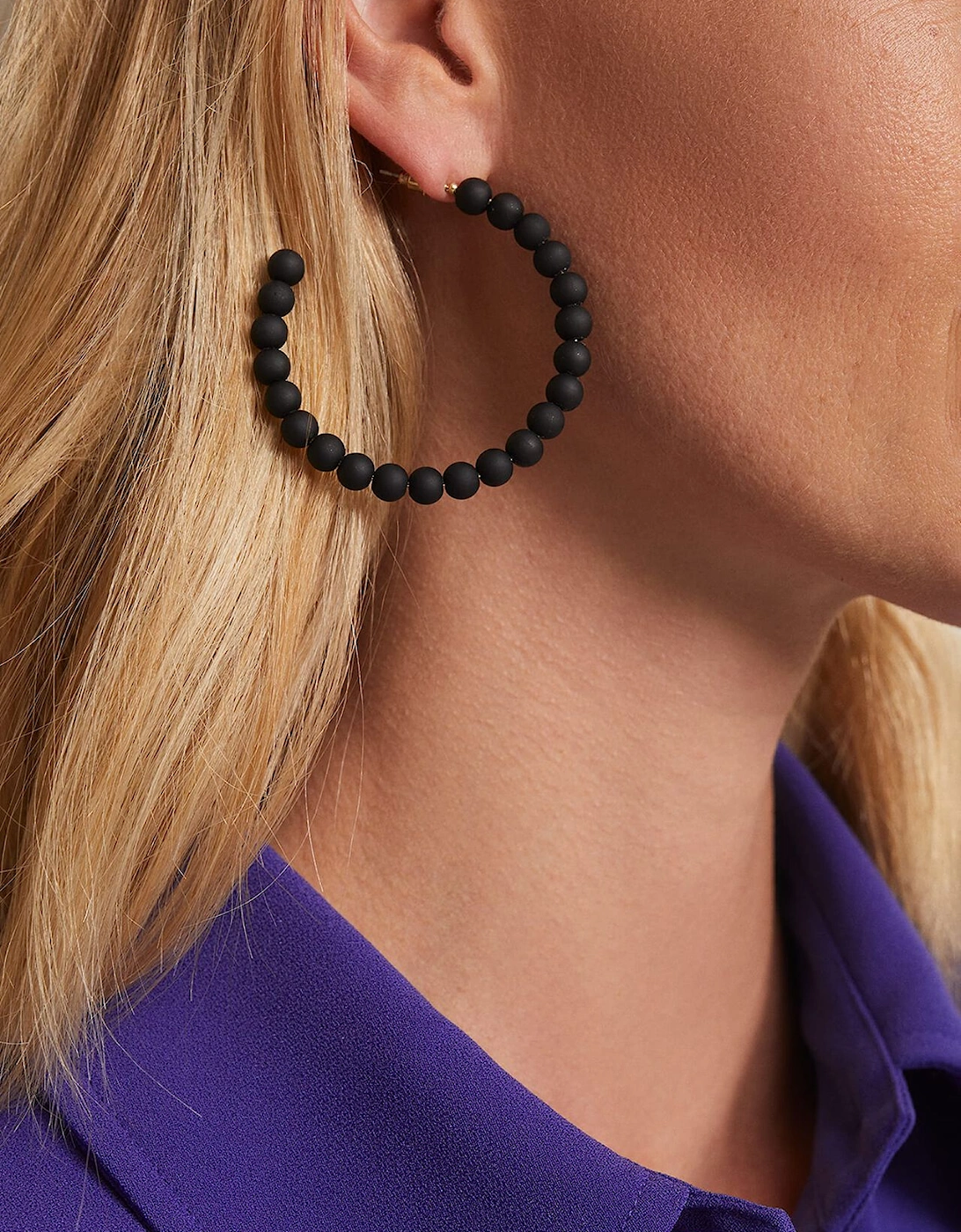 Matte Bead Hoop Earrings