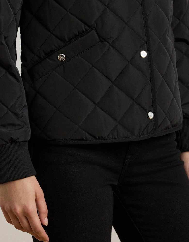 Quilted Insulated Coat - Black