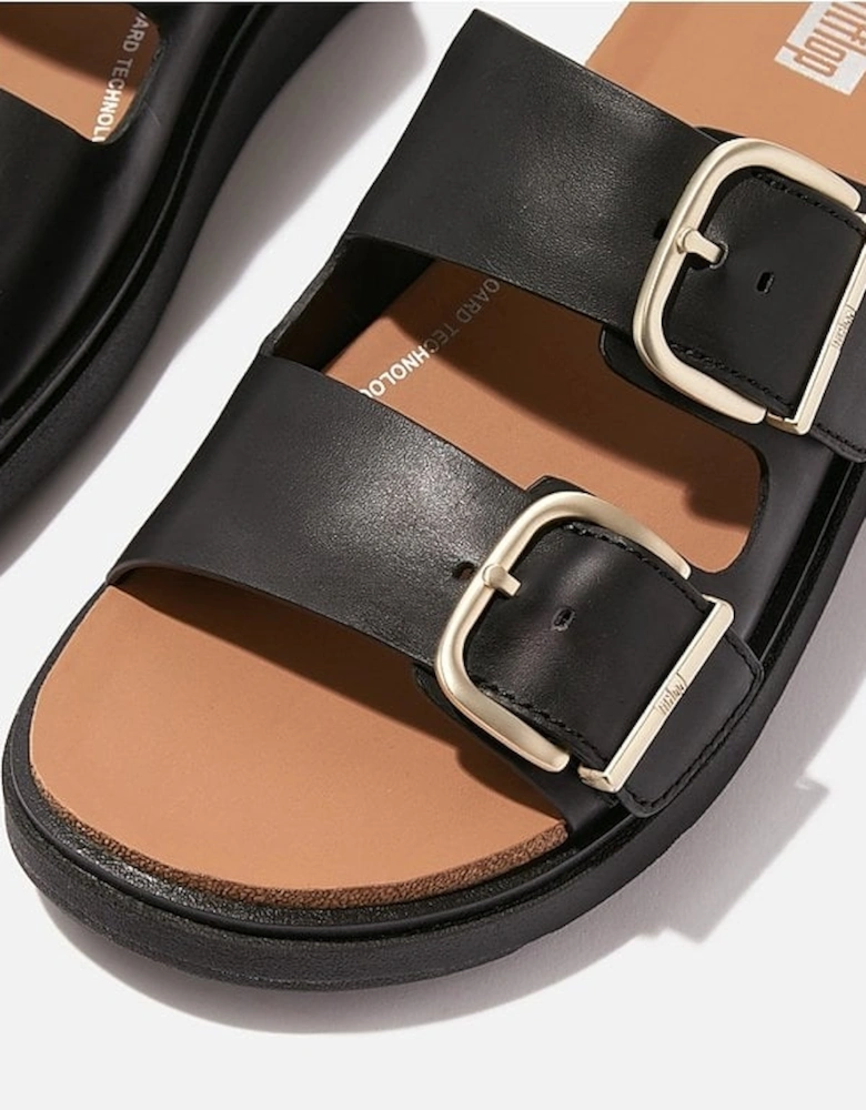 Womens Gen-FF Buckle Two-Bar Leather Slides