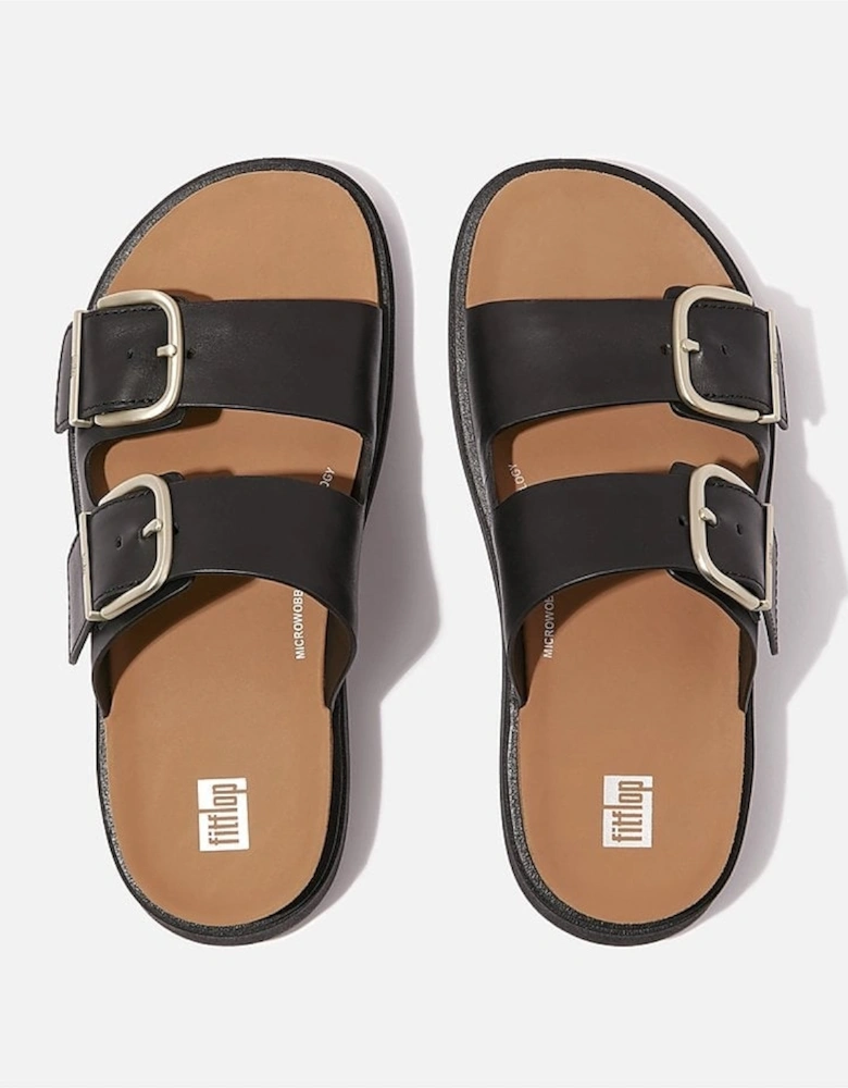 Womens Gen-FF Buckle Two-Bar Leather Slides