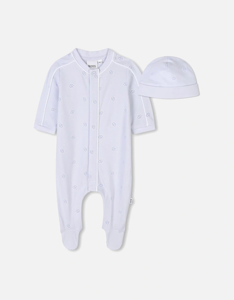 BOSS NEWBORN BABYGRO PALE BLUE+HAT J52221