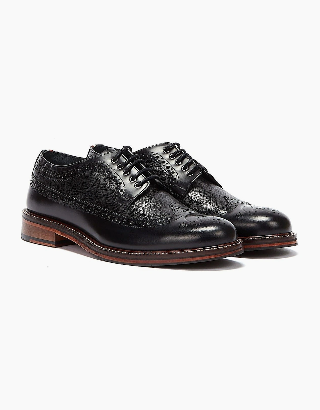 Men's Ben Sherman Archie Brogue Leather Men's Black Lace-Up Shoes - Size: 7