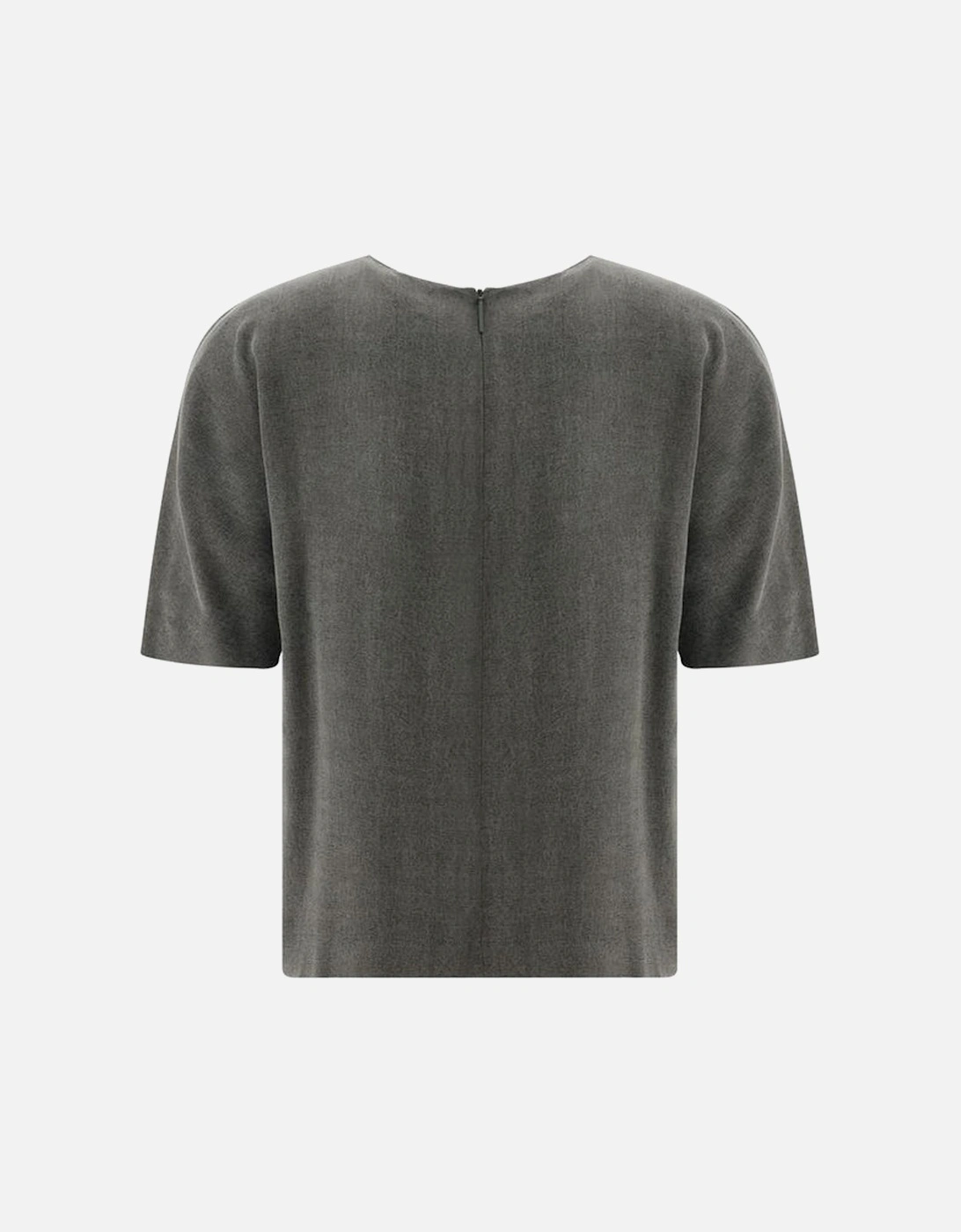 Elegant Satin Short-Sleeve Crew Neck Top Women - Gray T-Shirts