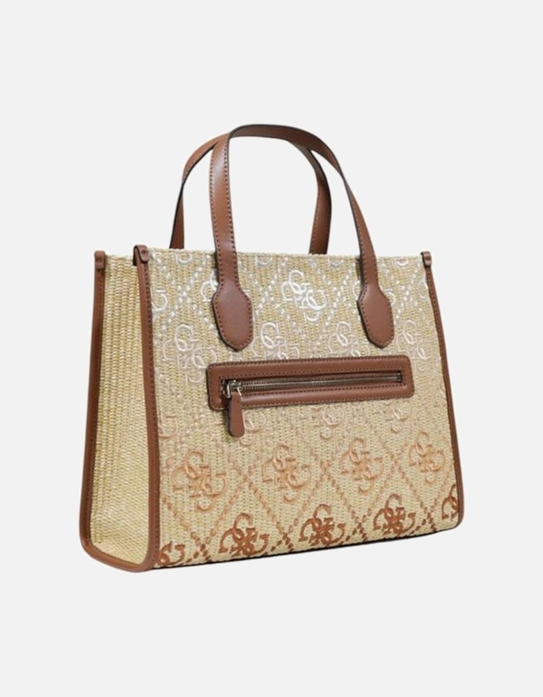 Large Textured Tote with Mixed Fibers Women - Beige Handbags