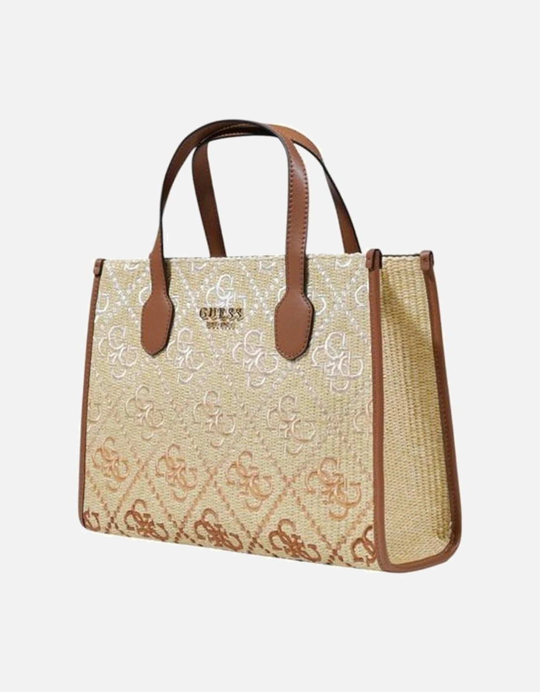 Large Textured Tote with Mixed Fibers Women - Beige Handbags