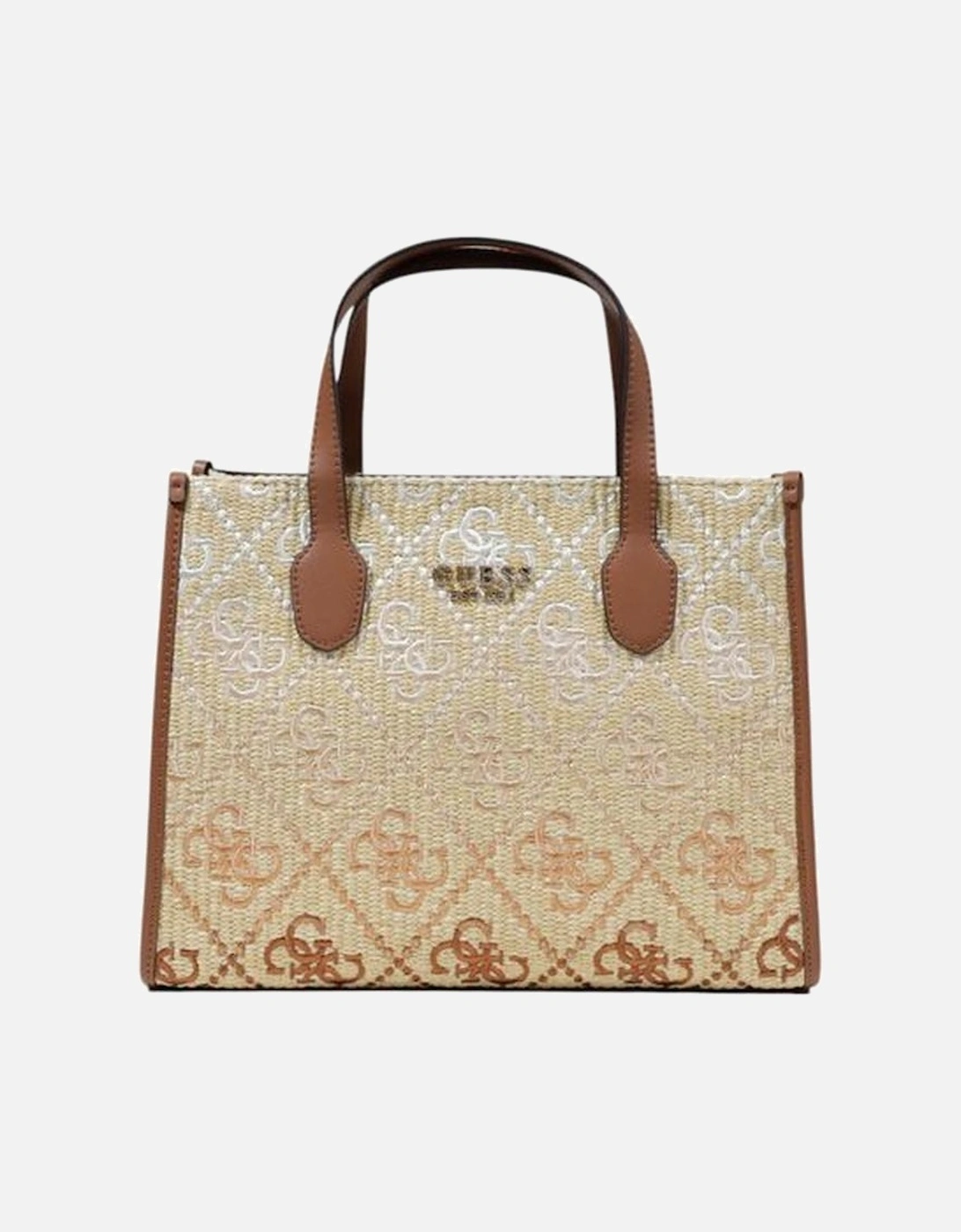 Large Textured Tote with Mixed Fibers Women - Beige Handbags