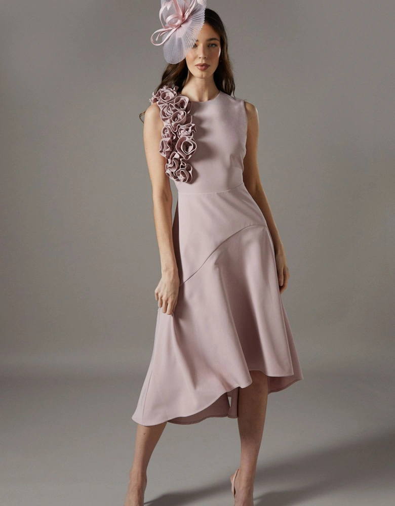 Petite 3D Corsage High Low Dress