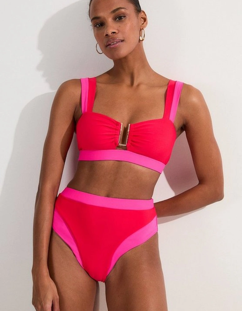 Contrast Trim High Cut Bikini Bottom