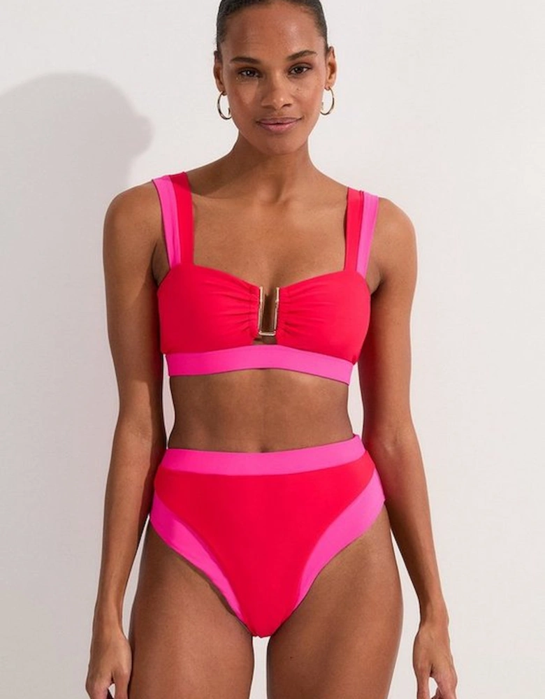 Contrast Trim Detachable Strap Bikini Top