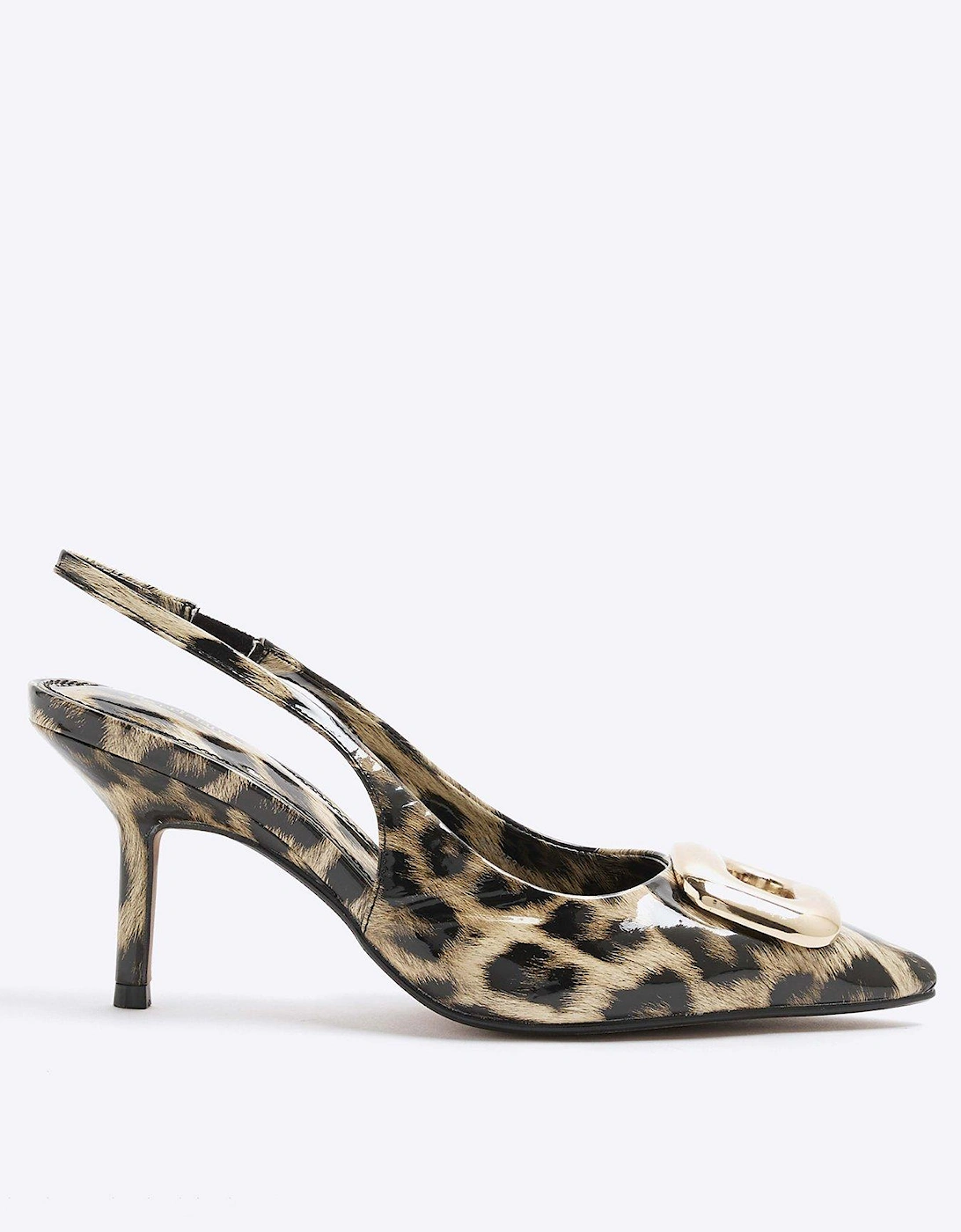 Leopard Sling Back Heeled Court Shoes, 2 of 1