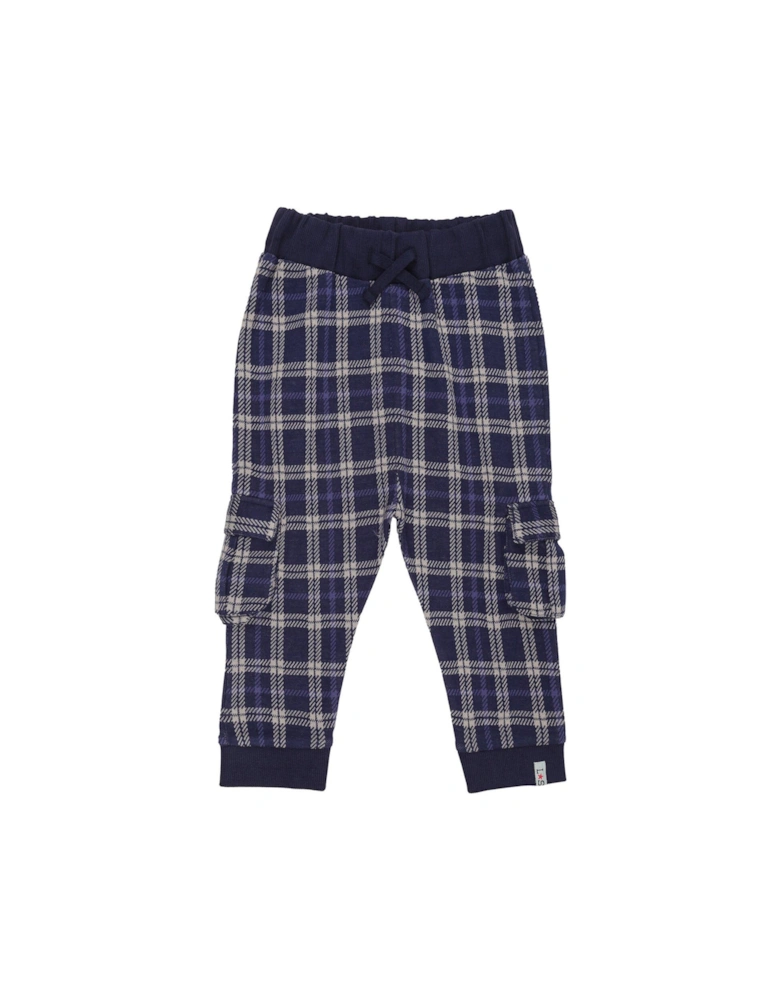 Boys Check Cargo Jogger - Navy