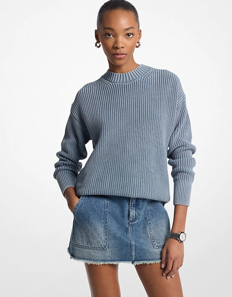 Ribbed Cotton Crewneck Sweater