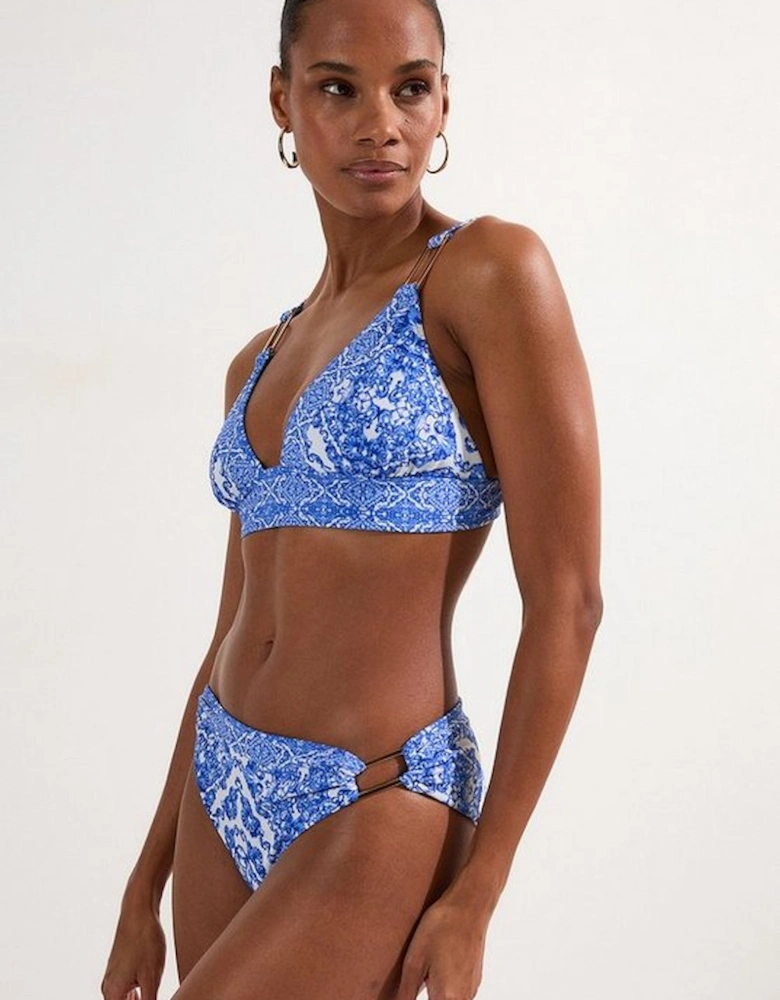 Blue Scarf Print Bikini Bottom