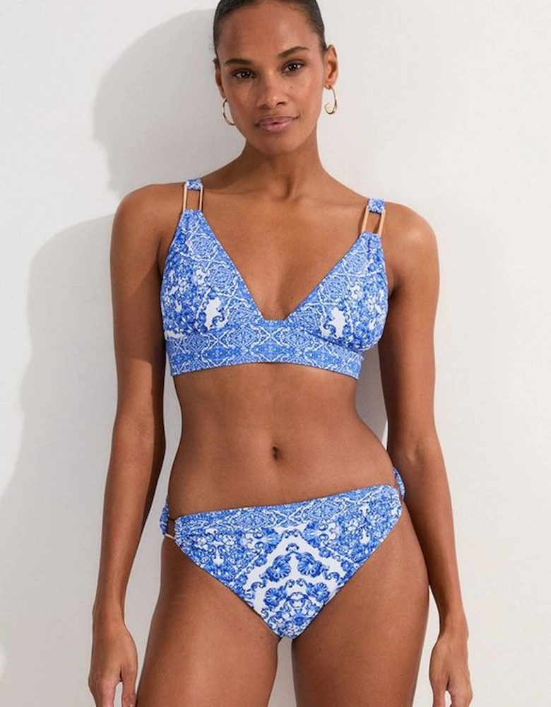 Blue Scarf Print Bikini Bottom