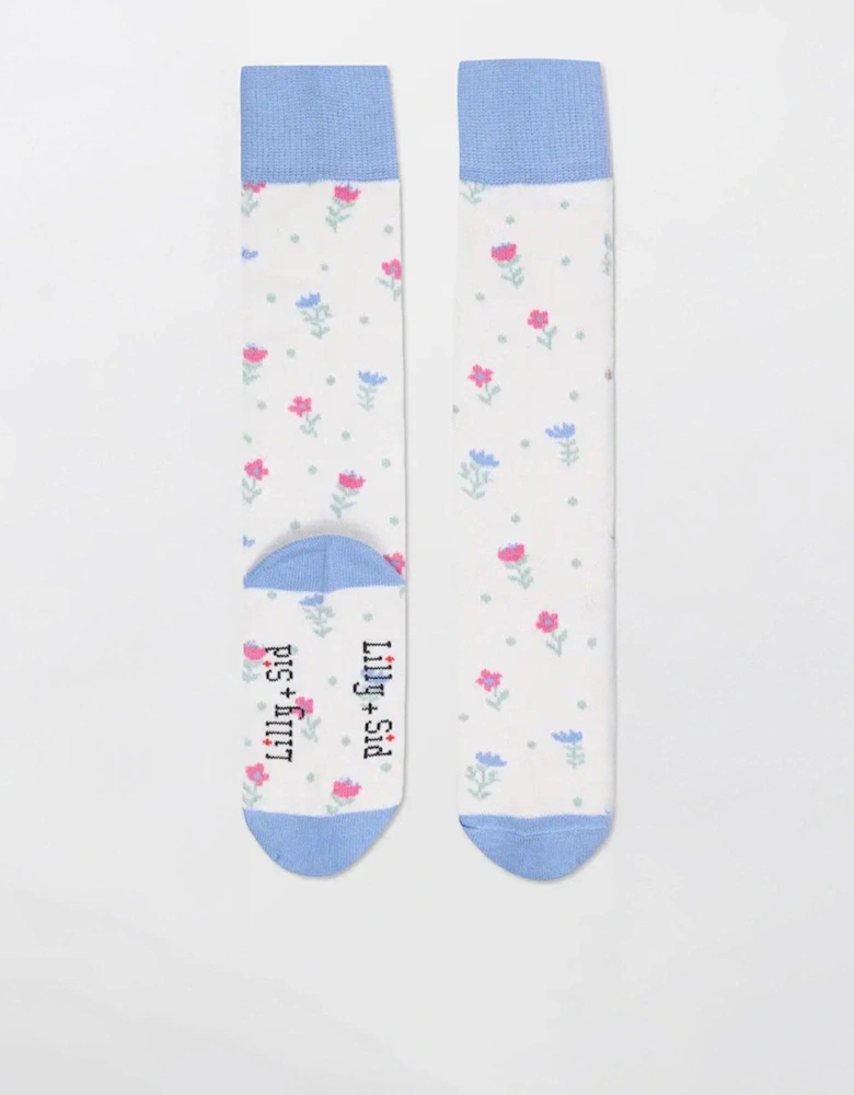 Girls Floral Knee High Socks - Neutral