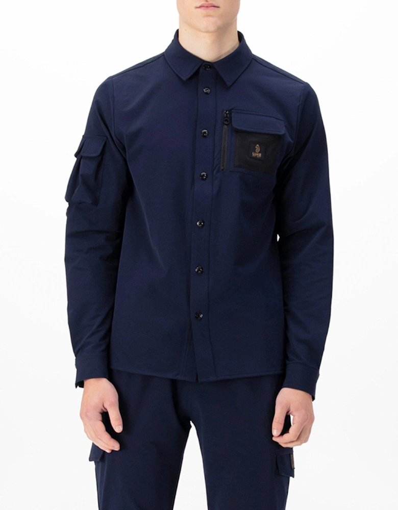 Hulun Pocket Detail Long Sleeve Overshirt - Navy
