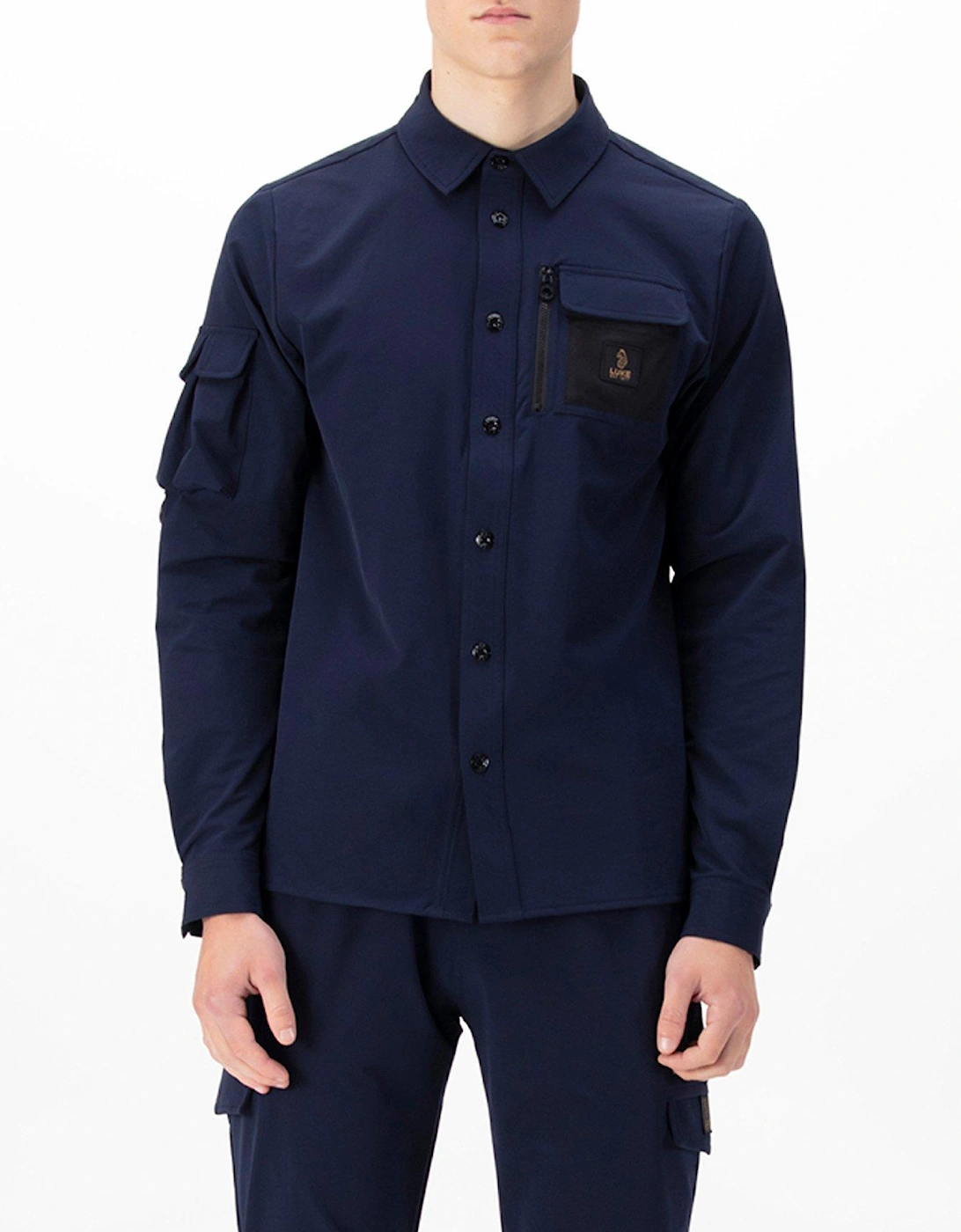 Hulun Pocket Detail Long Sleeve Overshirt - Navy, 2 of 1