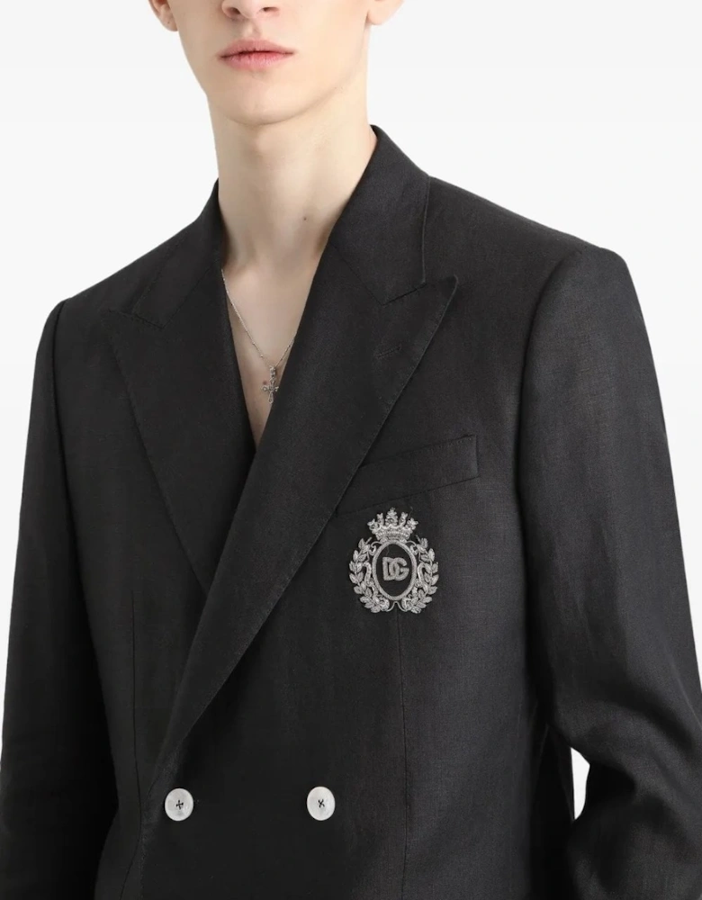 Double Breasted Crest Jacket Black