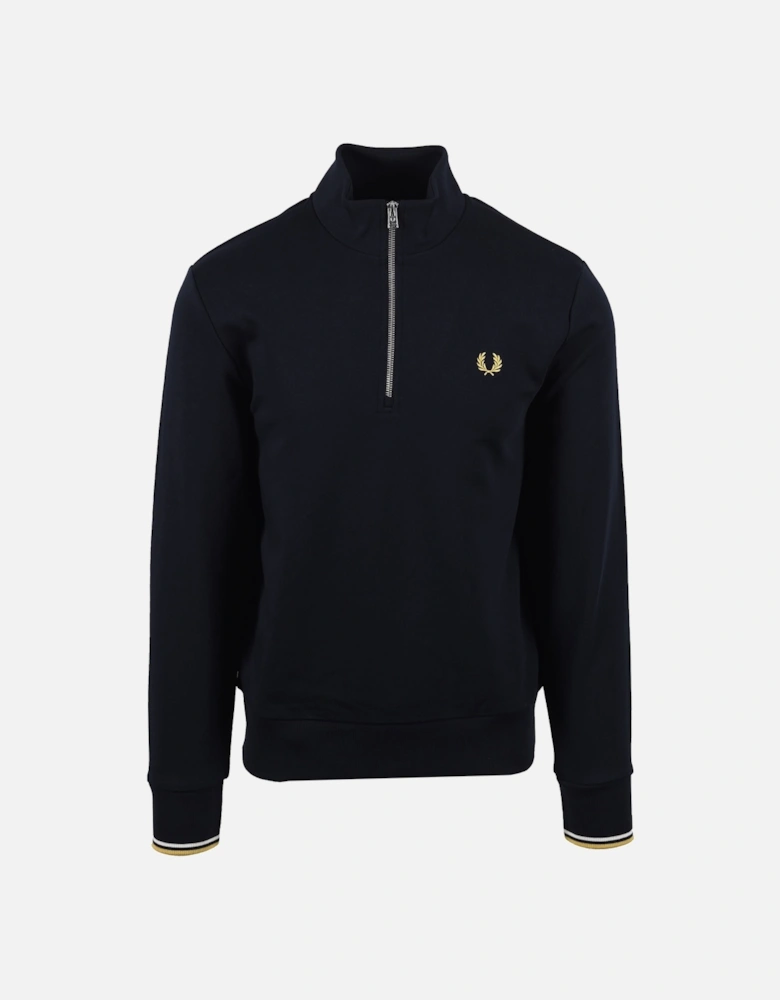 Half Zip Sweatshirt Navy/Ecru/Honeycomb