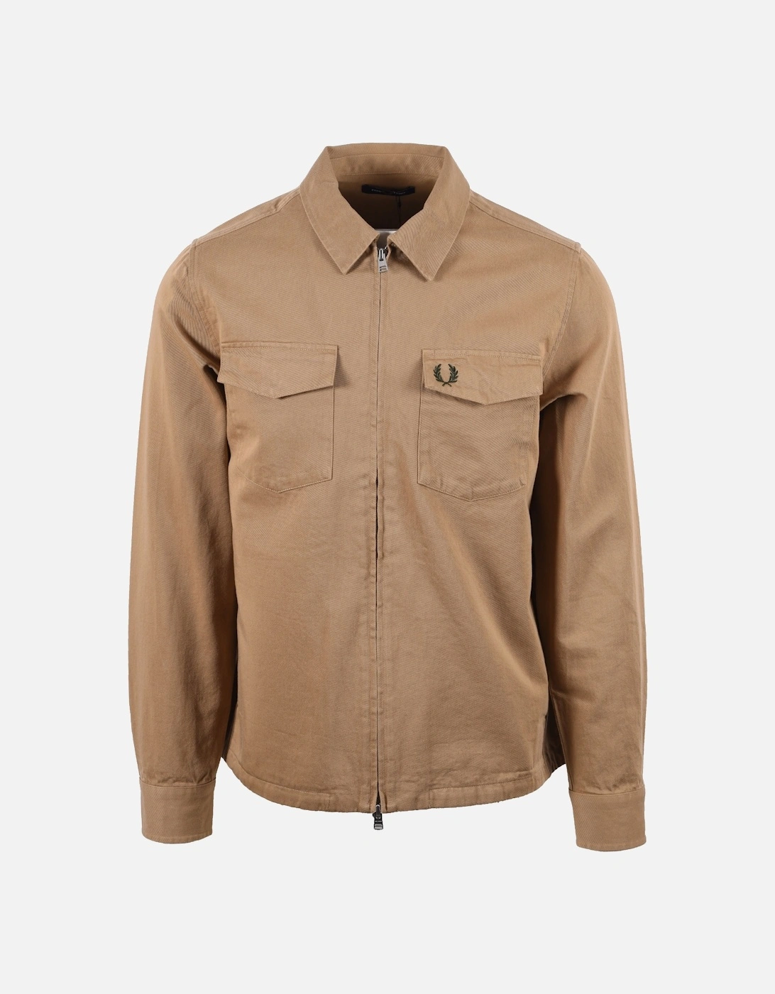 Twill Zip Through Overshirt Warm Stone, 6 of 5