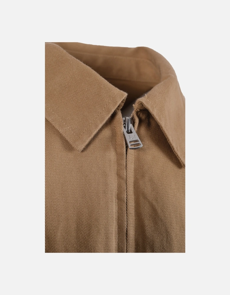 Twill Zip Through Overshirt Warm Stone