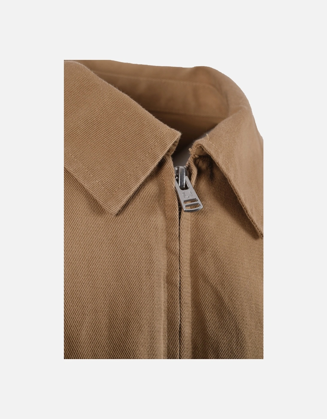 Twill Zip Through Overshirt Warm Stone