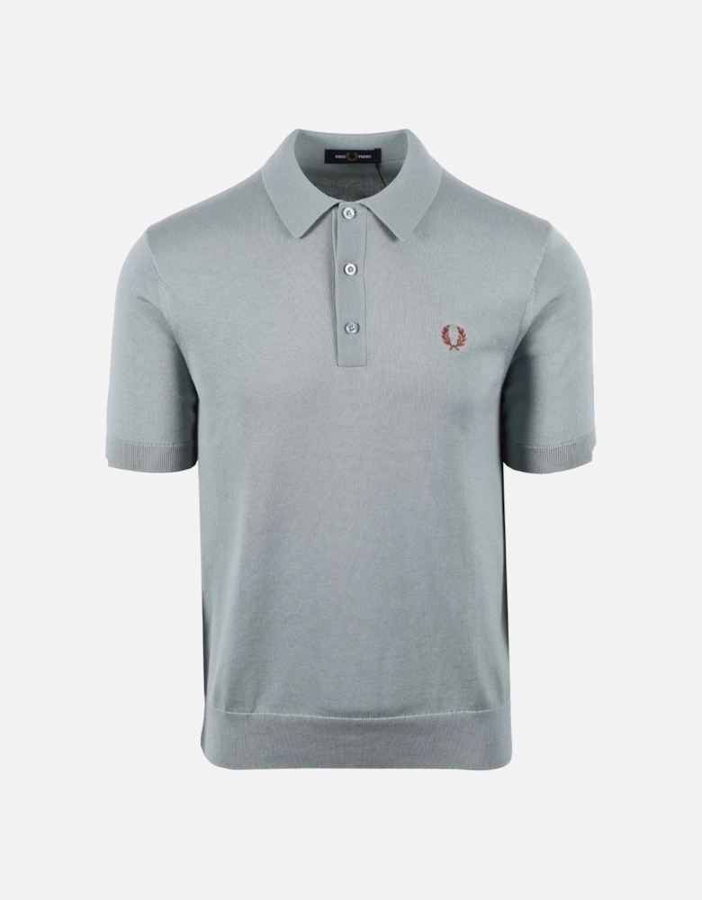 Knitted Polo Shirt Silver Blue