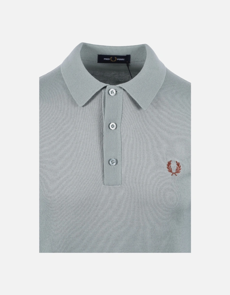 Knitted Polo Shirt Silver Blue