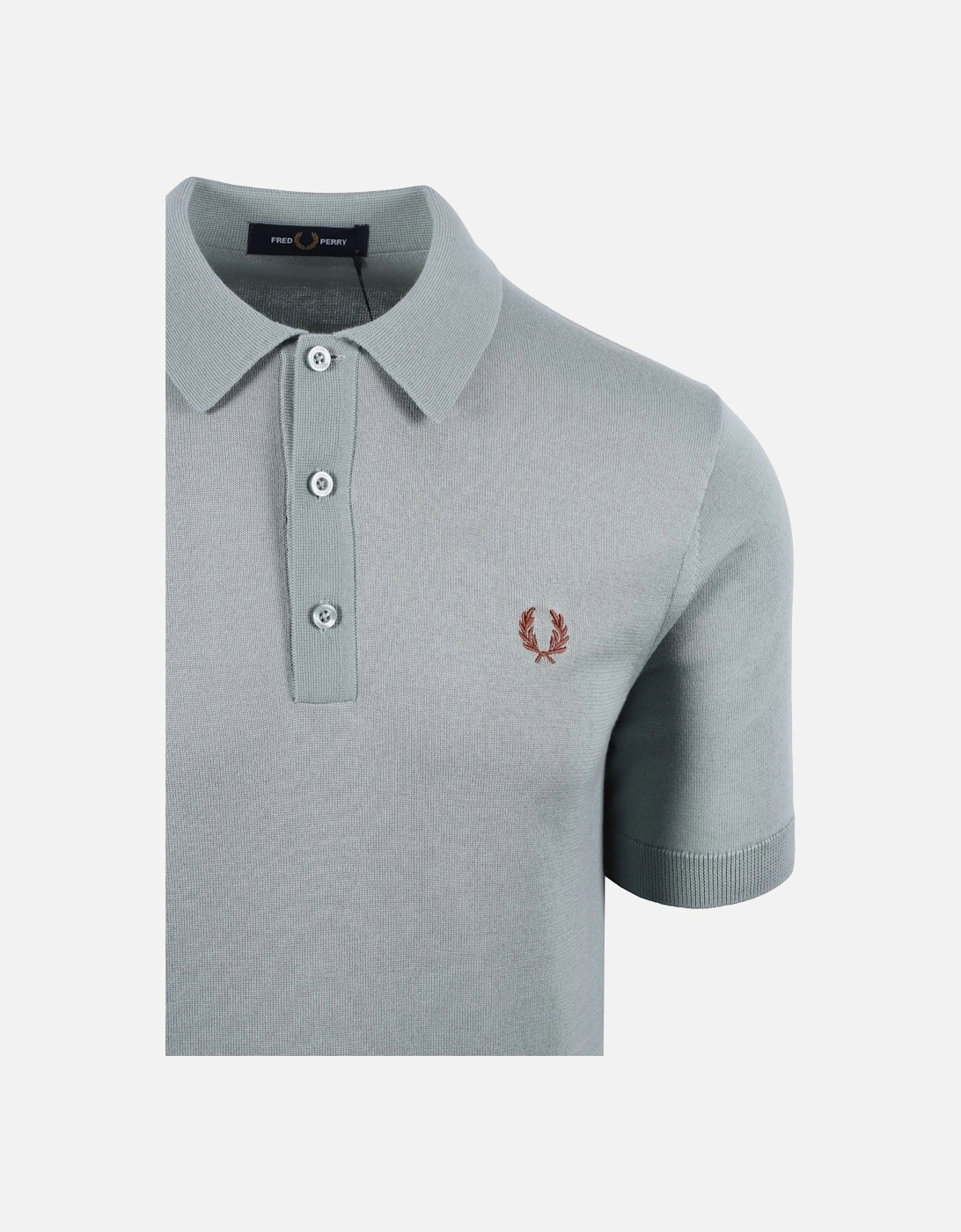 Knitted Polo Shirt Silver Blue