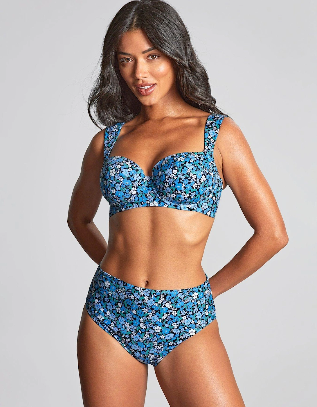 Swim Posy Print Blue High Waist Bikini Bottom - Posy Print, 2 of 1