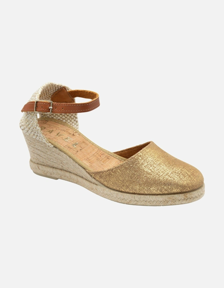 Vista Wedge Shoes - Gold Leather