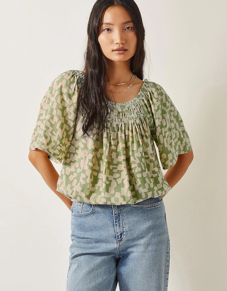 Ania Batik Print Top - Green