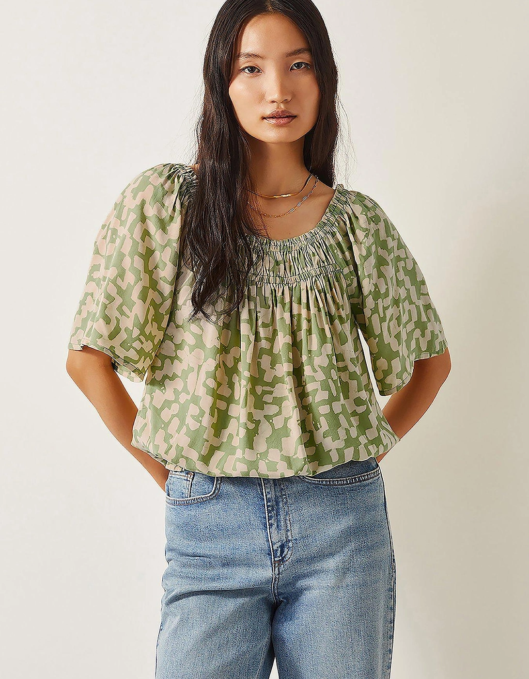 Ania Batik Print Top - Green, 2 of 1