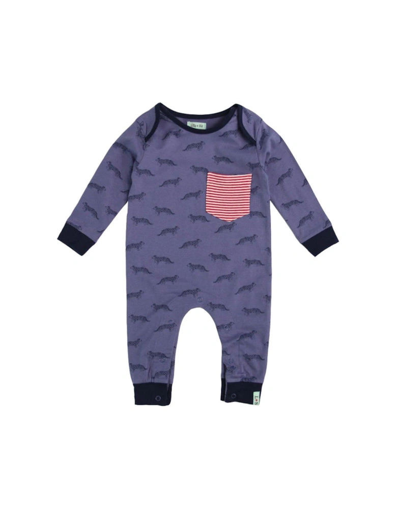 Baby Boys Leopard Print Sleepsuit - Blue