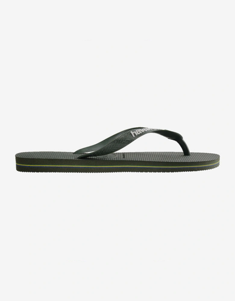 Unisex Brasil Logo Flip Flop Green/Olive