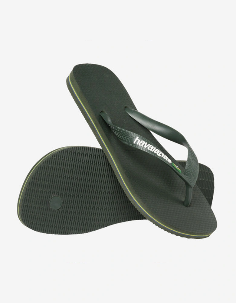 Unisex Brasil Logo Flip Flop Green/Olive