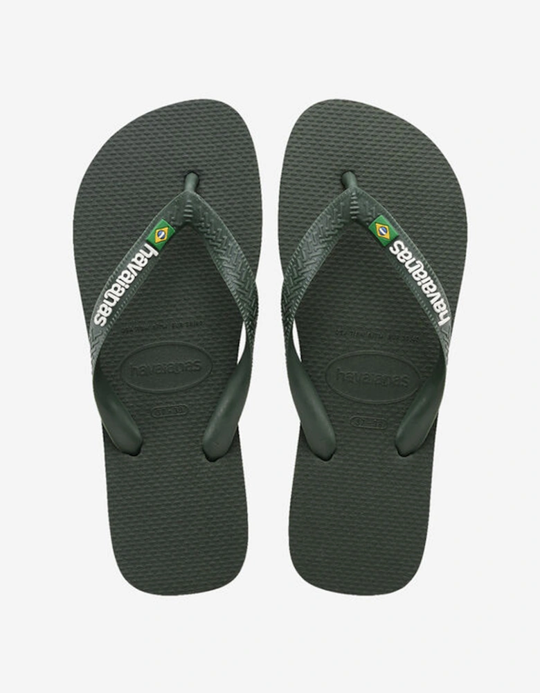 Unisex Brasil Logo Flip Flop Green/Olive