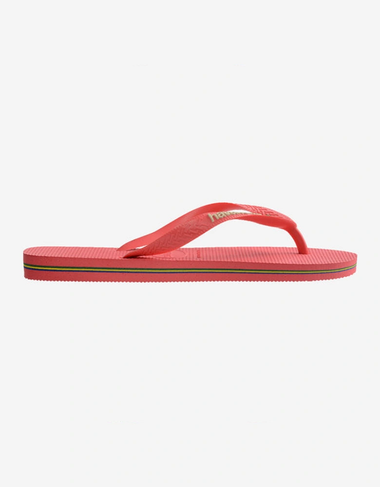 Unisex Brasil Logo Flip Flop Tropical Coral