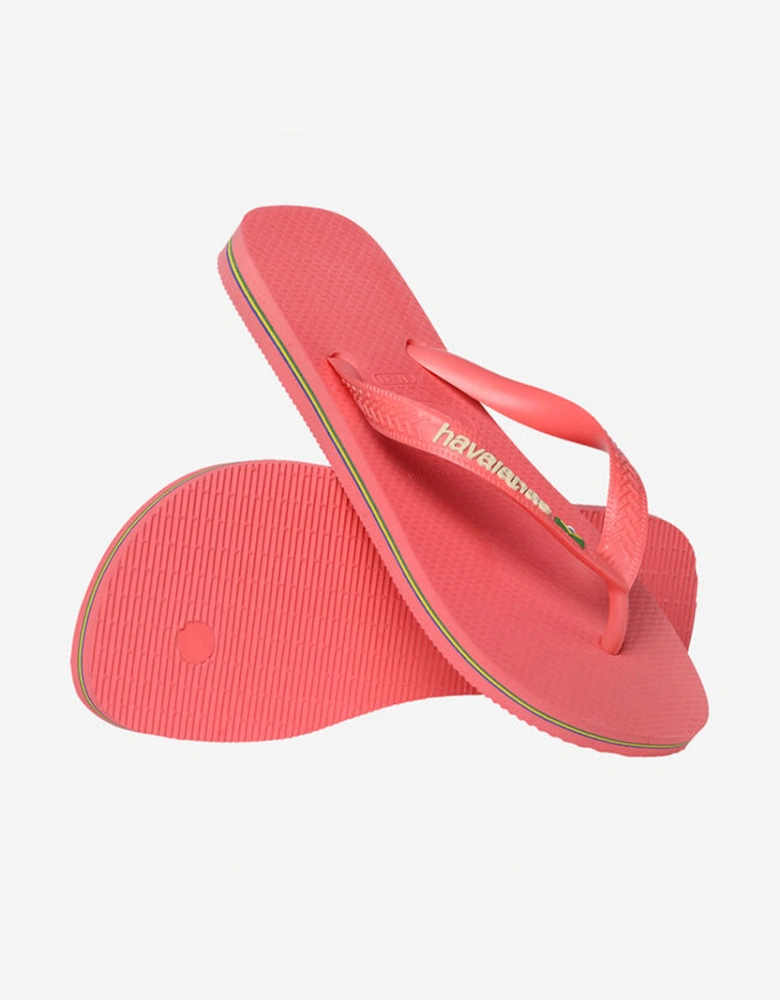 Unisex Brasil Logo Flip Flop Tropical Coral