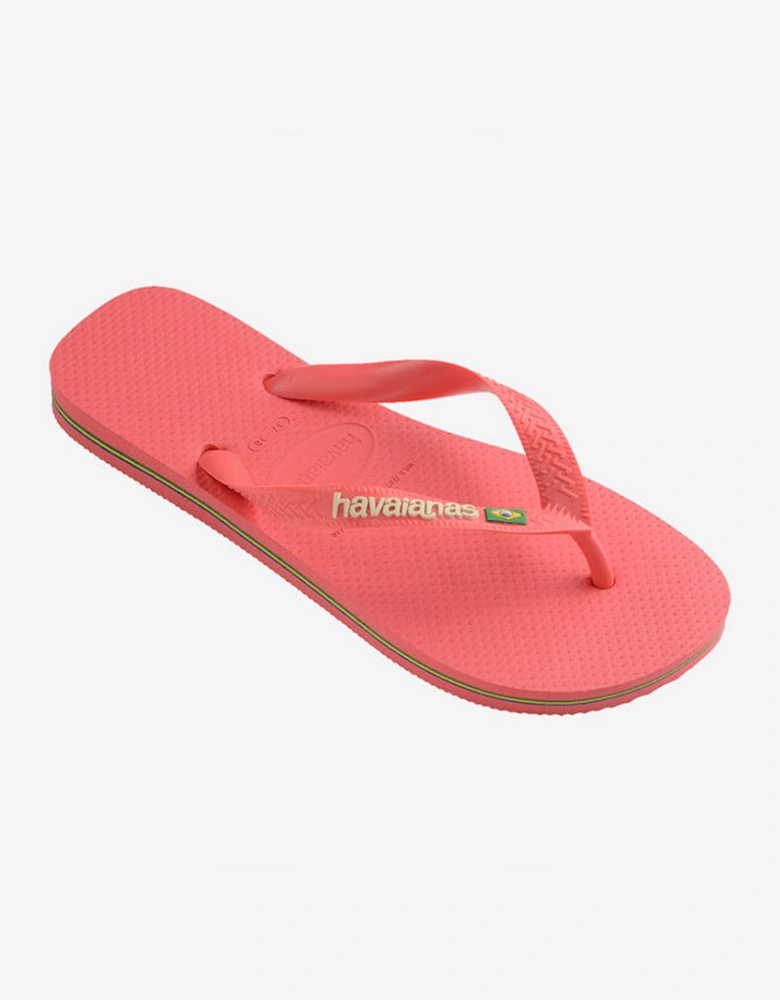 Unisex Brasil Logo Flip Flop Tropical Coral