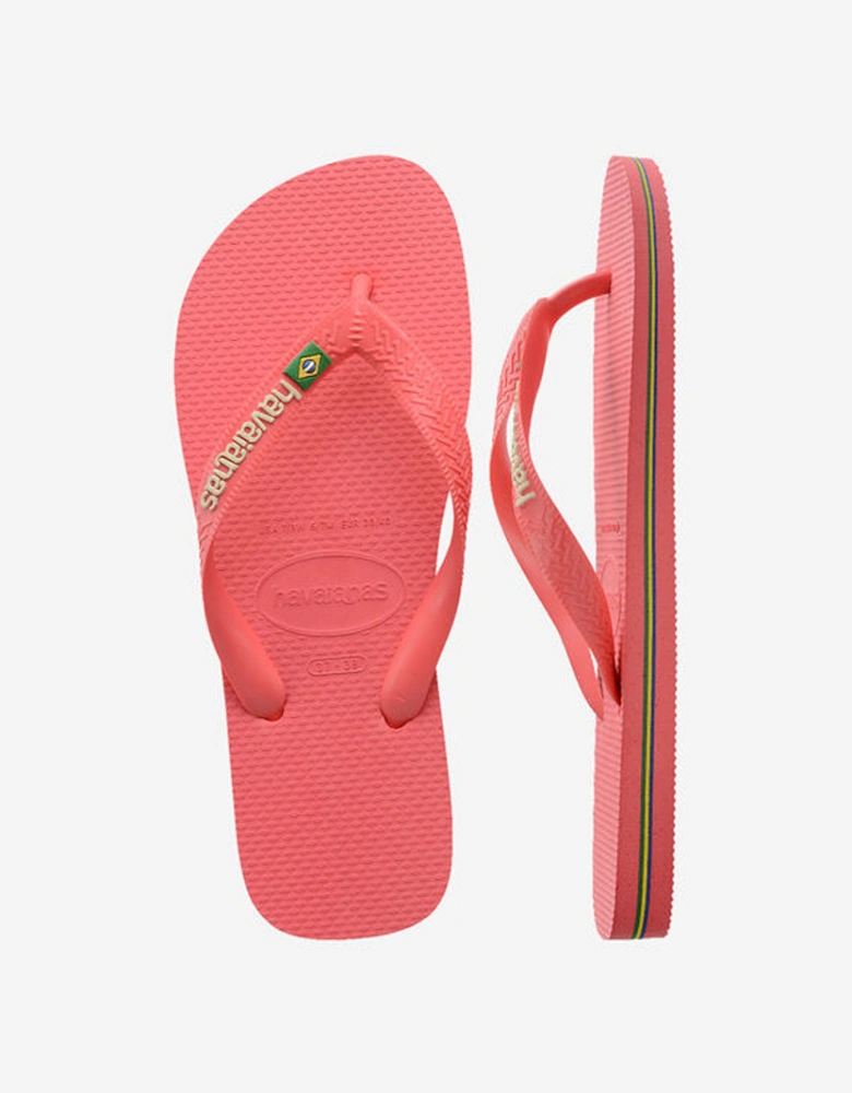 Unisex Brasil Logo Flip Flop Tropical Coral