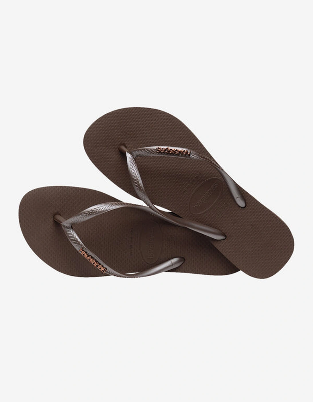 Women's Slim Logo Metallic Flip Flop Dark Brown