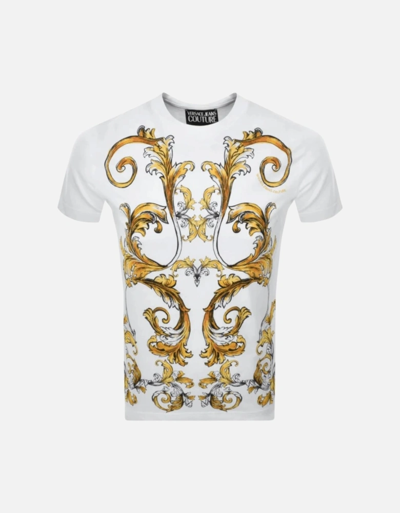 Outline Baroque Logo White/Gold T-Shirt