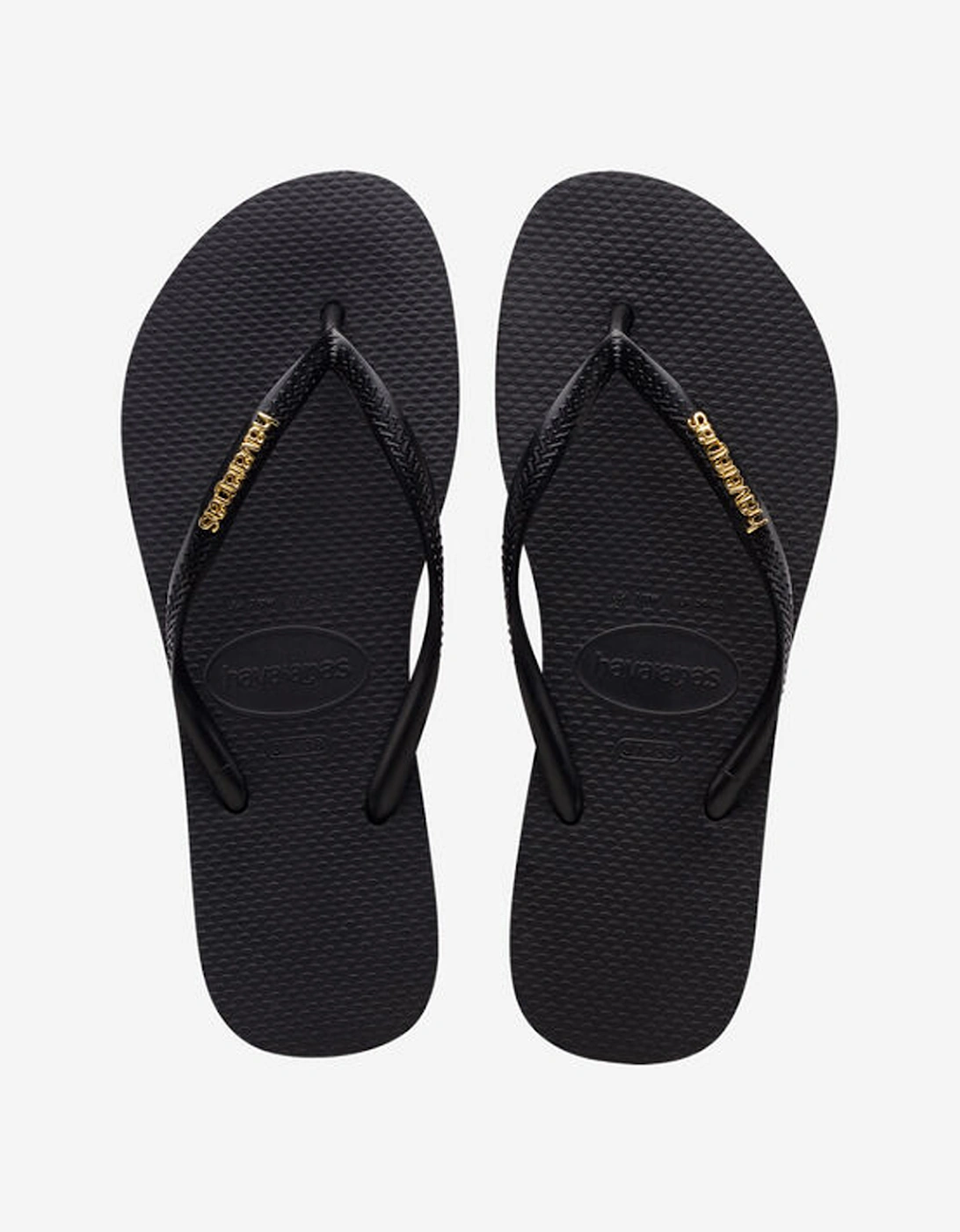 Women's Slim Logo Metallic Flip Flop Black/Gold, 6 of 5