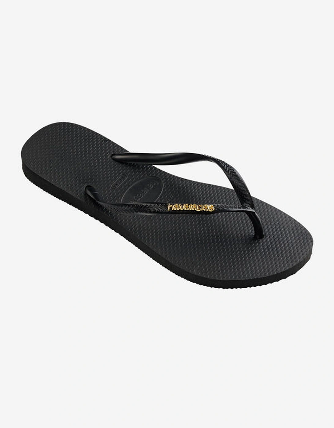 Women's Slim Logo Metallic Flip Flop Black/Gold