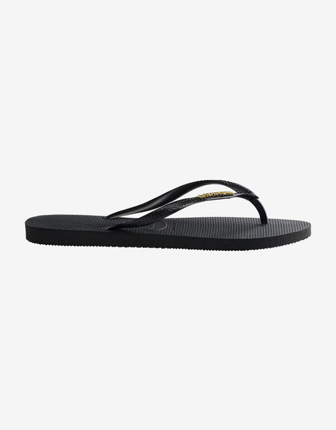 Women's Slim Logo Metallic Flip Flop Black/Gold