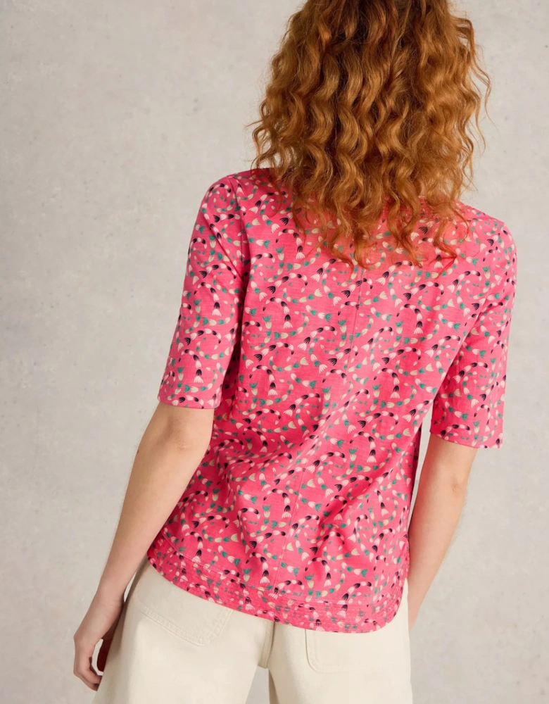 Women's Weaver Jersey Tee Coral Print