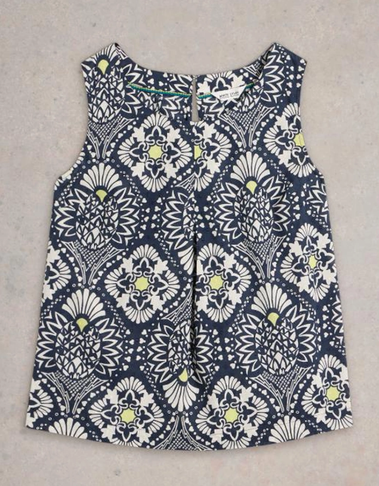 Women's Paradise Cotton Vest Navy Print