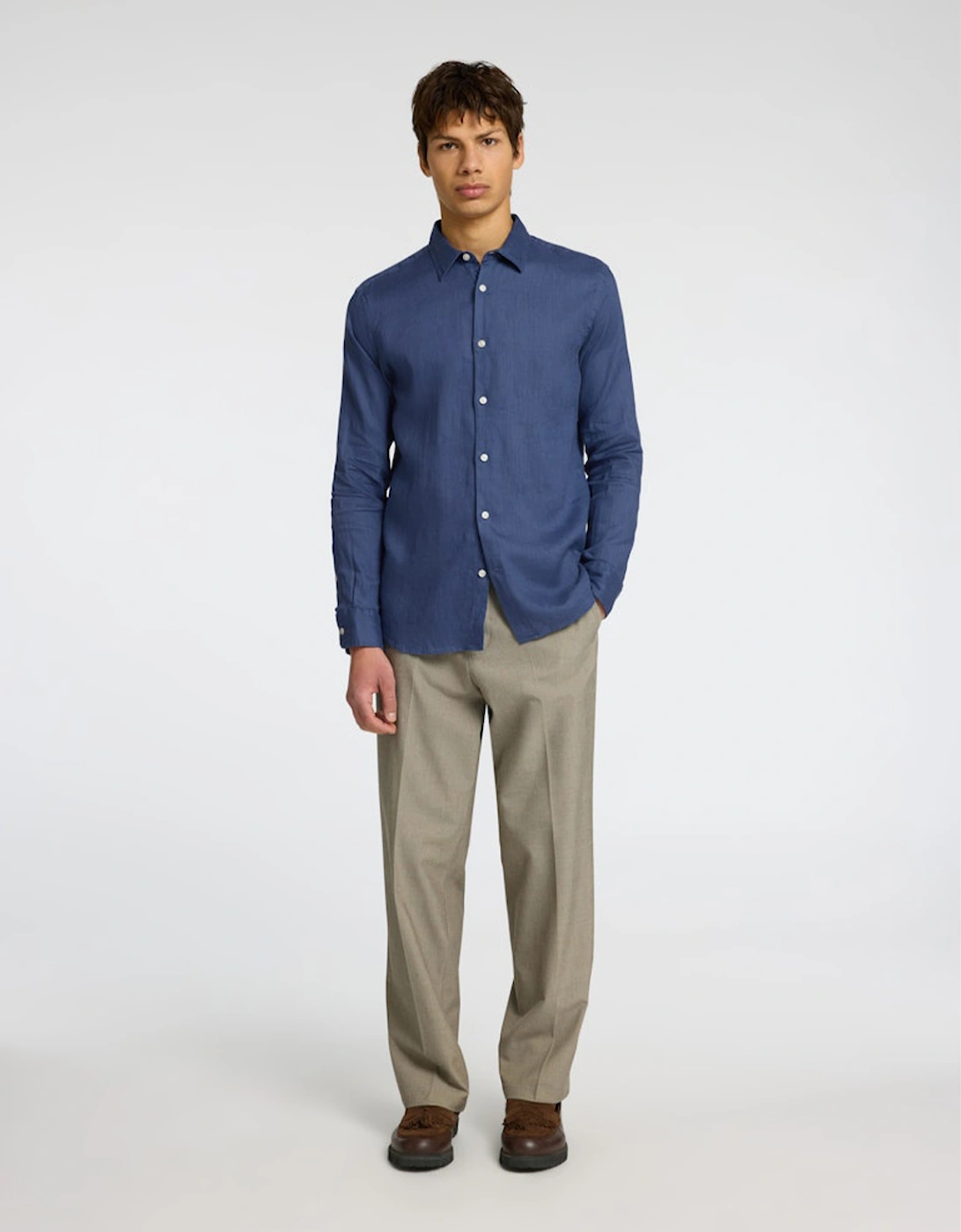 Homme Kylian-Linen Long Sleeve Classic Shirt Oceana