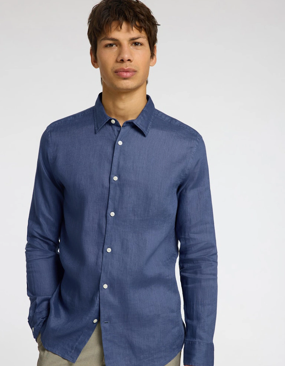 Homme Kylian-Linen Long Sleeve Classic Shirt Oceana